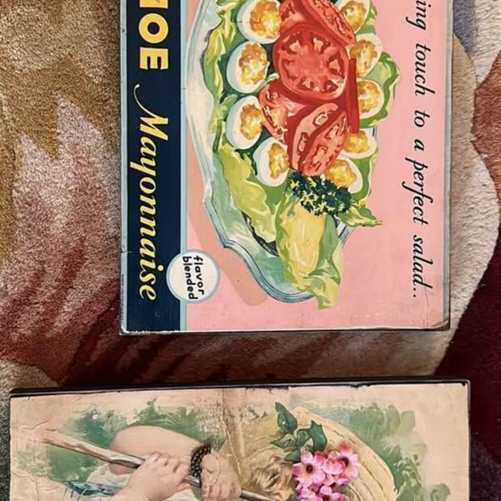 2- Vintage Prints Mounted On 3/4” Wood (12x8.5)- Sold Separately —shabby Chic De